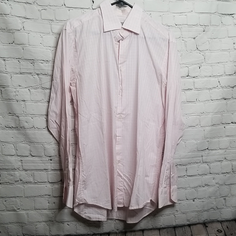Canali Men's Light Pink Dress Shirt Size 42 16.5 EUC
